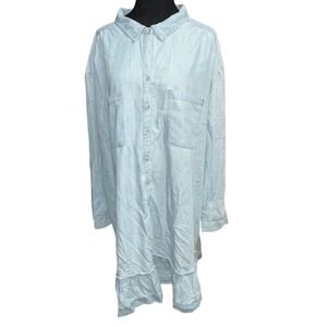 Denim Dress Button Down Long Sleeve Ruffle Hem Casual size 4X
